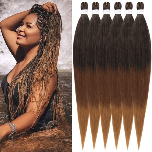Pre stretched Braiding Hair 32 Inch Braiding Hair Extensions Hot Water Setting Synthetic Hair Pre...