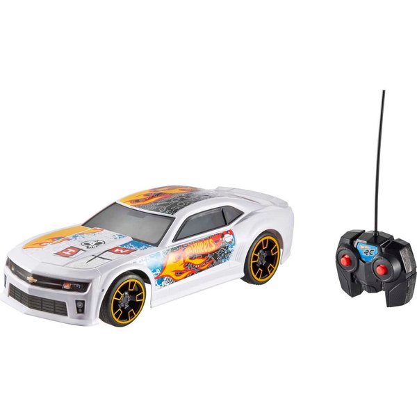 Hot Wheels Toy Car RC, Remote-Control with Full-Function, White ZL1 Camaro, Team, High-Performance Engine, 2.4 GHz with Range of 65 feet