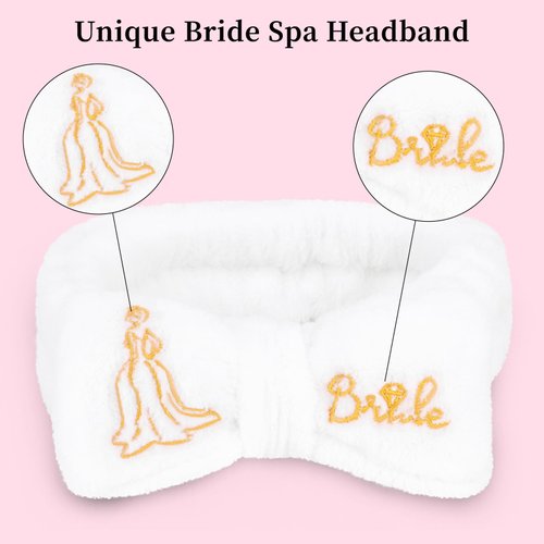 BAHABY Bachelorette Party Favors 8 Pcs Spa Headband for Washing Face Bridesmaid Bride Headband Bridal Shower Bachelorette Party Accessories (1PCS White & 7PCS Pink)