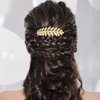 Amaxiu 5 Pcs Metal Leaf Hair Side Combs, Gold Silver Rhinestone Hair Comb French Twist Flower Hair Comb Clips with Teeth Fancy Side Combs Wedding Bridal Jewelry Hair Clips for Women Girls