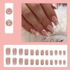 24 Pcs Nude Pink Press on Nails Medium Square - YEFIUO Glitter Fake Nails with Gold Swirl Designs Glue on Nails for Women Full Cover Glitter Sequins Acrylic Artificial False Glue on Nail for Festival