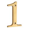 HASWARE House Number Sign 4 inch (10 cm) Polished Brass Finish Stylish Curvy Modern Door Numbers Signage Plaque Street Home Address Numerals(1, Brass)