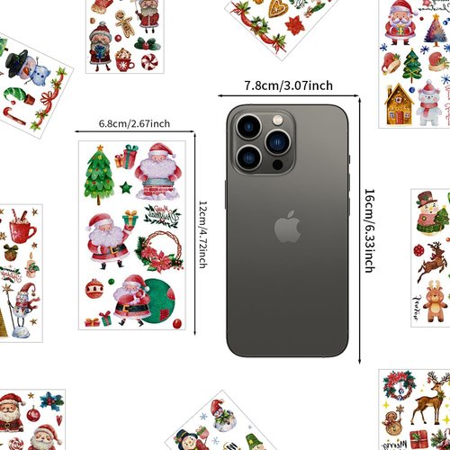 Christmas Temporary Tattoos,10 Sheets Christmas Glitter Stickers Tattoos for Kids Christmas Decorations Xmas Party Supplies,Xmas Gifts Stocking Fillers Party Bag Fillers for Boys Girls Children