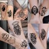 61 Sheets Halloween Temporary Tattoos for Men Women Adults, 12 Sheets Skeleton Death Skull Demon Devil Half Arm Sleeve Fake Tattoo Stickers, 49 Sheets Spider Web Bat Snake Vampire Scar Face Tattoos