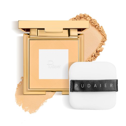 Matte Setting Powder, Color Correcting Pressed Powder with Puff, Long Lasting Face Setting Powder for Makeup, Lightweight, Minimize Pores, Natural Coverage, Cruelty Free & Vegan, 0.35oz