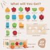 Jessruly Shape Sorter - Montessori Wooden Learning Shapes Toy with 17 Shape Blocks - Early Education and Sensory Development Storage Pull Car for Toddlers