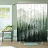 Accnicc Green Misty Forest Shower Curtain Set Ombre Sage Green White Waterproof Fabric Shower Curtains Nature Tree Mountain Woodland Decorative Bathroom Bath Curtain Decor (72'' × 72'', Green)