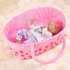 BABESIDE Reborn Baby Doll Bassinet for 17-22 inch Dolls Foldable Baby Doll Crib Bed Soft Doll Carrier Doll Accessories with Handle for Newborn Baby Dolls Girls (Pink-Love)