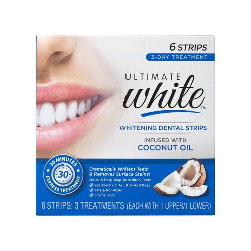 Ultimate White Teeth Whitening Strip Set with Coconut Oil, Teeth Whitening Kit, Oral Care, Beauty & Personal Care, Self Care Kit, Teeth Stain Remover, Teeth Whitener, 6 Pieces