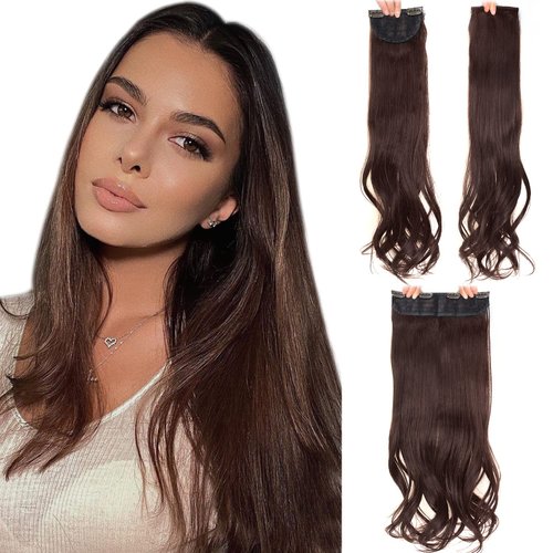 BHF Natural Wavy Clip in Hair Extensions 20Inch Synthetic Hairpieces for Women/Girls Thick Full H...