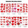 10 Sheets Valentine's Day Tattoo Stickers Red Love Temporary Tattoos Stickers Red Lips Tattoos Art Stickers Heart Rose Stickers Valentine Party Face Body Accessories for Women Girls
