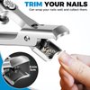 Toenail Clippers for Men Seniors Thick Nails - Popular No Splash Nail Clippers with Catcher & 17mm Wide Open Straight Toenail Clippers, Mess Free Self Collecting Nail Cutter w Catching Storage