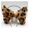 Cat Ears Headband Hair Clips Fox Ears Hair Bands Barrettes Women Furry Kitty Kitten Cat Headpiece Hairband Hair Hoop Halloween Party Decoration Cosplay Costume Handmade Hair Accessories Leopard Pink
