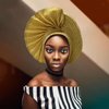 African Head Wrap Already Made Auto Gele Headties Women's Turban Hats&Caps Beading Wedding Nigerian Fashion Headbands (Gold)