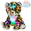 BSTAOFY 10’’ Light up Cheetah Plush LED Leopard Stuffed Animals Night Light Companion Bedtime Jungle Toys Glow Afraid of Dark, Valentines Birthday for Toddler Kids Boys