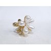 Generic Small mini gold flower metal hair claw clip with faux pearls