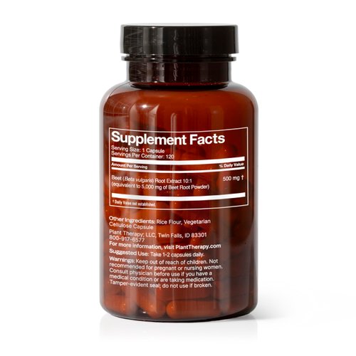 Plant Therapy Beet Root Herbal Supplement Capsules, Boosts Stamina & Fights Fatigue, Great for Muscle Recovery & Cardiovascular Health, 120 Vegetarian Capsules (4 Month Supply), Made in The USA
