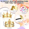 Yaomiao 66 Pieces Foam Princess Tiaras DIY Crowns Kids Party Favors Craft Crystal Diamond Sticker Girls Making Your Own Tiara (Gold)