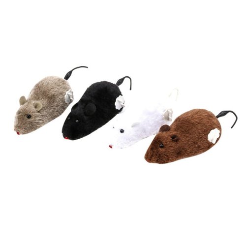 1 Pc Random Color Furry Mice Cat Toy Wind Up Toys Realistic Mouse Toys Funny Moving Toys, Cat Mic...