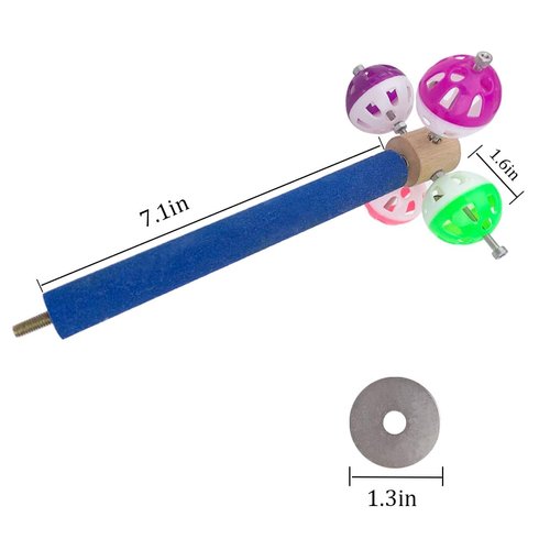 FlidRunest Perch Toy with Rotating Balls for Birds, Rough-surfaced Natural Parrot Perch Toy, Bird Bell Balls Toy for Budgies,Parakeets, Parrots,Cockatiels,Lovebirds,Conures