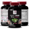 Natural Hair Complex - GRAY HAIR REVERSE - Hair brilliance, Vibrant hair color, Hair pigmentation, Hair sparkler, Dynamic color, Luminous hair, Radiant sheen, Hair shade revival 3 Bottles 180 Caps