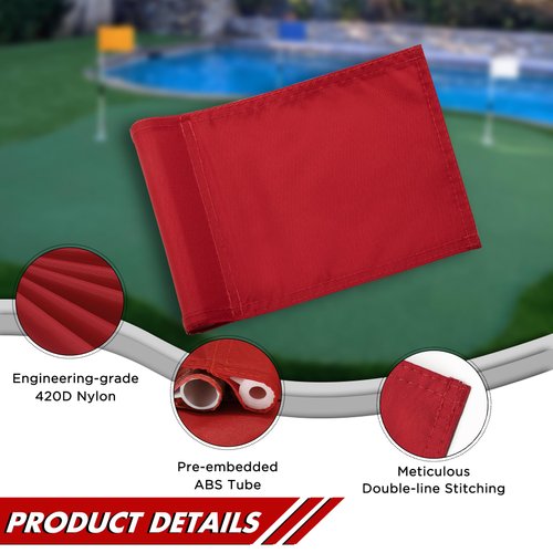 KINGTOP Blank Golf Flag 8x6 Inch - Mixed Color, 420D Nylon, Tube Inserted - Mini Practice Putting Green Flags for Yard, 4-Pack