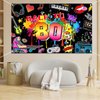 Avezano 80's Party Decorations Back to The 80s Banner 80s Backdrop 1980 Birthday Party Decoration Retro Graffiti Hip Hop 80's Party Supplies 70.8x43.3"