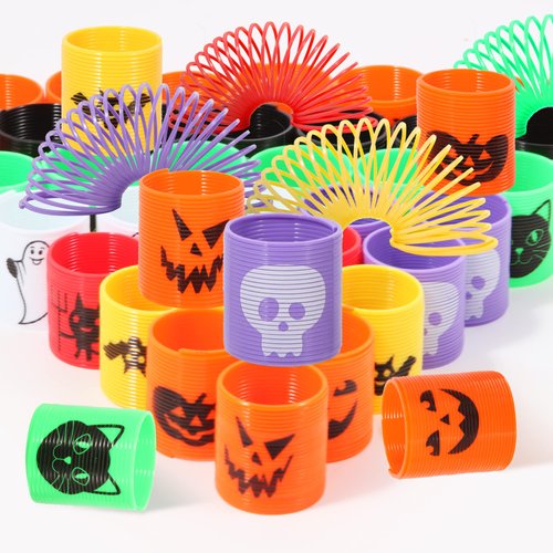 Mchochy 36PCS Halloween Coil Springs for Kids - Assorted Halloween Theme Pattern and Colors, Halloween Toys Party Favors Halloween Treat Bags Gifts
