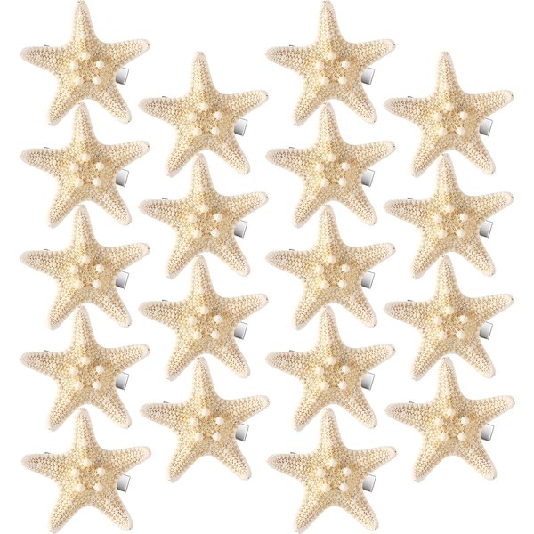 Yilloog 18 Pcs Starfish Hair Clips Mermaid Hair Accessories Seashell Hair Clips Resin Hair Clips Starfish Beach Hair Pins for Women Ladies Halloween Wedding Bridal Gifts