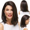 Sallcks Short Brown Wig for Women Side Part Natural Straight Synthetic Hair Replacement Wig Mixed Brown Cosplay Costume Wigs