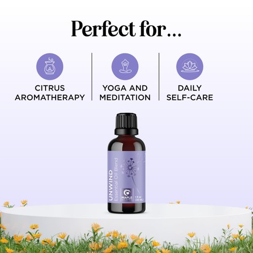 Unwind Aromatherapy Essential Oil Blend - Calming Essential Oils for Diffusers for Home Travel and Baths with Invigorating Pure Bergamot Patchouli and Citrus Essential Oils for Stress Support