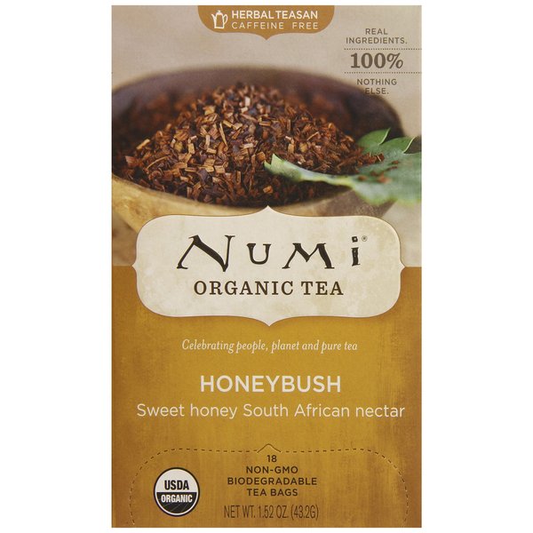 Numi Organic Tea Honeybush, 18 Count Box of Tea Bags (Pack of 6), Herbal Teasan, (10103)