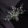 Teyglen Bridal Green Crystal Hair Comb Rhinestone Bride Wedding Hair Comb Sparkly Hair Piece Hair Accessories for Bride Bridal Side Comb Rhinestone Headpiece for Women Girls