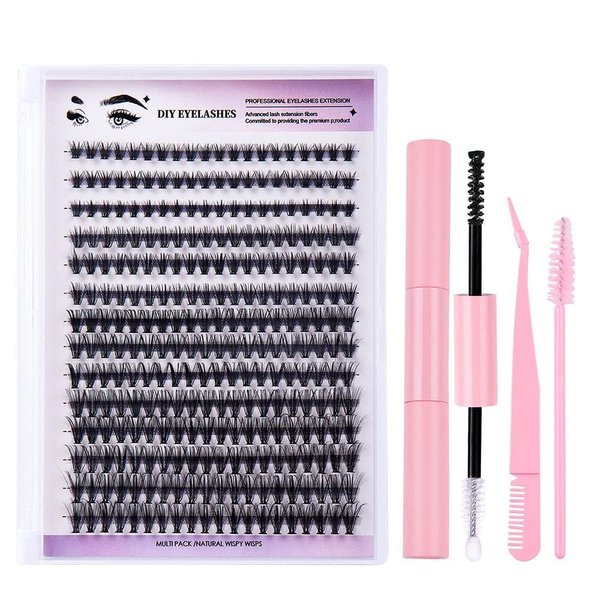 Cluster DIY Lashes Extension Kit 280 Pcs With Medical-Grade Adhesive & Precision Tweezers PestañAs Postizas Natural Lashes Clusters 8-16mm Cluster Eyelash Extensions Lash Kit Fake Lashes 280PC Kit