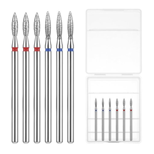 6 Pcs Nail Drill Bits Set, Professional Rotary Burrs Cuticle Remover Bits Kit Nail Gel Polish Remover Tool Ceramic Acrylic Gel Nail Bit Kit Home Nail Care Supplies, Silver