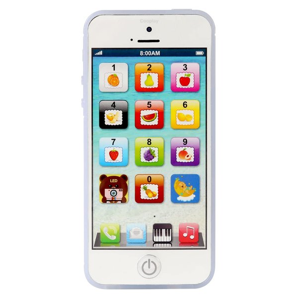 Cooplay White 1:1 Music Phone Toy Yphone Y-Phone Animal Play Cell Phone Learning English Educational Mobile Study Prize for Baby Kids Children