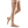 mediven Comfort for Women, 15-20 mmHg – Open Toe, Thigh High Compression Stockings, Semi-Transparent Hosiery, III, Ebony