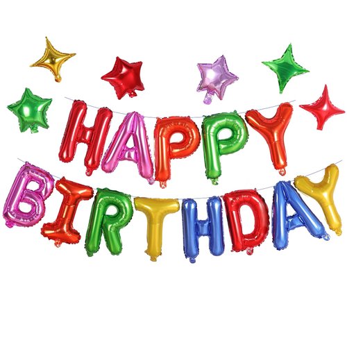 iPartycool Happy Birthday Balloon, 24pcs Birthday Decorations, Happy Birthday Banner, Birthday Pa...