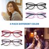 JAWSOCK 4 Pack Reading Glasses Blue Light Blocking for Women,Designer Cat Eye Frame Ladies Computer Readers,Anti Glare/UV Ray Eyeglasses 2.0