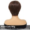 XC CLOUDS Pixie Cut Wigs For Black Women Wear And Go Human Hair Wigs Short Brown Wig With Bangs Layered Wavy Style Wigs With Bangs Full Machine Made Wigs (Brown)