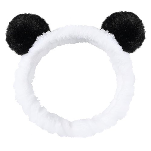Miroksh Pom Pom Panda Ears Plush Wash Face Headband Spa Hair Band Cuffs for Women Girls Facial Makeup Skincare Bath Head Wrap Kids Costume Party Supply Birthday Gift