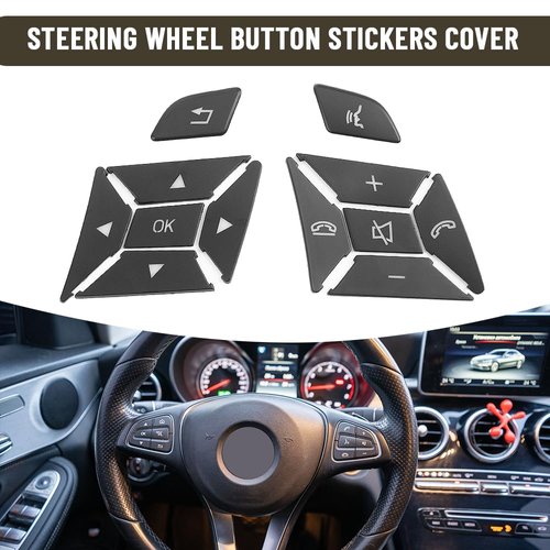 Car Steering Wheel Button Stickers Cover Replacement for Mercedes Benz ML GL GLK GLA CLA CLS SL A B C E G Class Interior Switch Button Decoration Trim