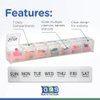 GMS Weekly Pill Organizer - 7-Day Labeled Compartment Pill Case for Supplements, Vitamins and Medication - Secure Latches - Ideal for Daily Use & Travel - Clear - 2 Pack