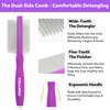 Poodoodle Pain-Free Dematting Comb Kit for Dogs & Cats, Dematting Rake & Detangling Dual-Side Comb Set, Dematting Brush for Dogs & Cats, Pet Grooming Tools Kit for Poodle Doodle & All Long Haired Pets