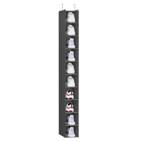 YOUDENOVA Hanging Shoe Organizer for Closet, 10-Shelf Closet Shoe Organizers, Hanging Shoe Rack, Grey
