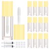 2.5ml 12 PCS Empty Lip Gloss Tubes with Wand Lip Gloss Containers Cute 0.08oz Clear Refillable Lipgloss Making Supplies Kit for DIY Makeup+ 2pcs Syringes (Yellow)