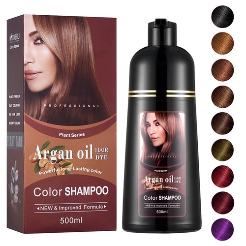Dark Brown Hair Dye 16.9 Fl Oz, Argan Oil Dark Brown Hair Shampoo, 3 in 1 Hair Dye Shampoo, Easy To Use, Semi-Permanent Hair Color Shampoo (dark brown)