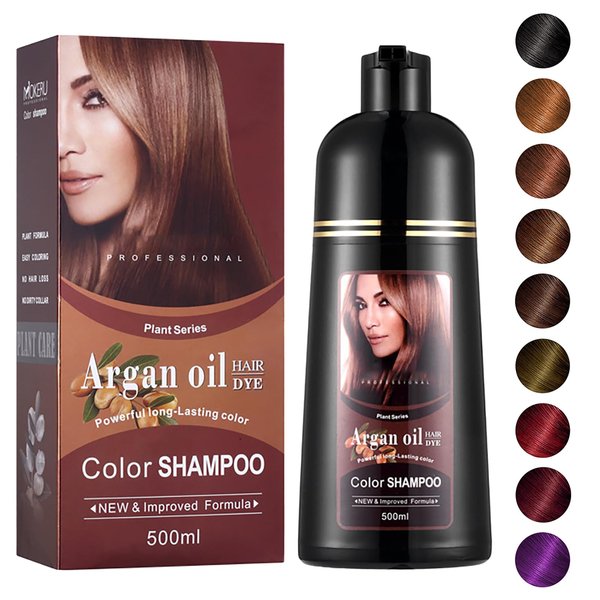 Dark Brown Hair Dye 16.9 Fl Oz, Argan Oil Dark Brown Hair Shampoo, 3 in 1 Hair Dye Shampoo, Easy To Use, Semi-Permanent Hair Color Shampoo (dark brown)