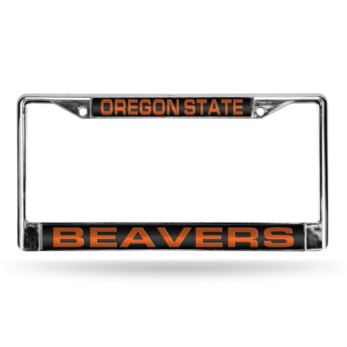 Rico Industries NCAA Oregon State Beavers Laser Cut Inlaid Standard Chrome License Plate Frame 6 x 12.25-"