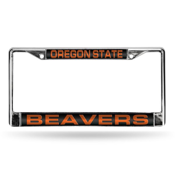 Rico Industries NCAA Oregon State Beavers Laser Cut Inlaid Standard Chrome License Plate Frame 6 x 12.25-"